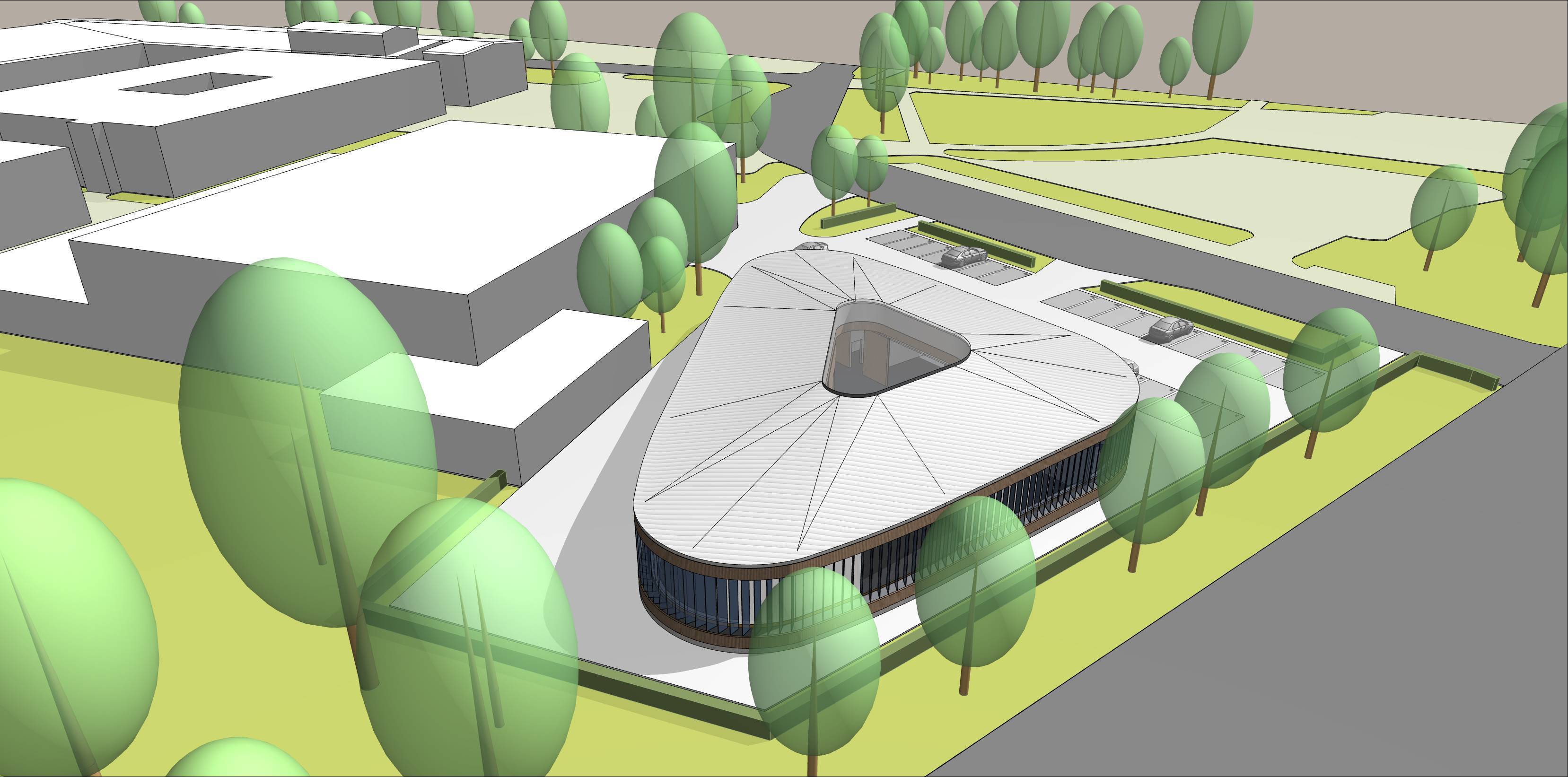 So soll nach ersten Architektenentwürfen das neue MINT-Zentrum in Bensheim aussehen.