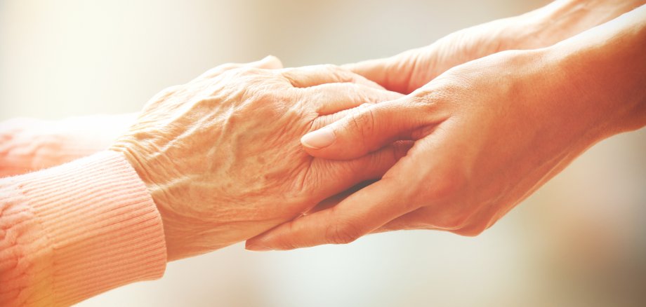 Helping hands, care for the elderly concept