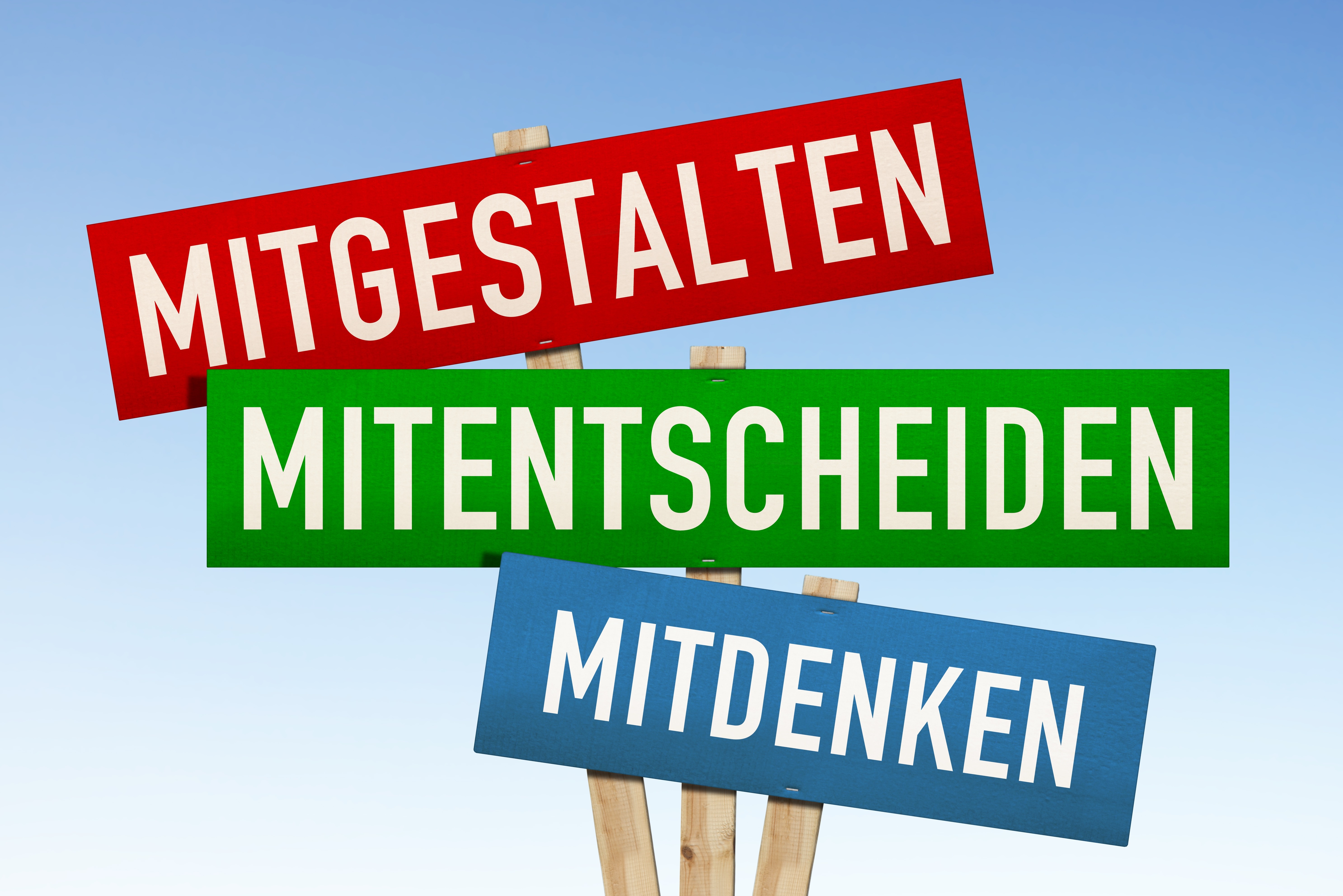 Aufforderung, Mitdenken, Mitentscheiden und Mitgestalten,