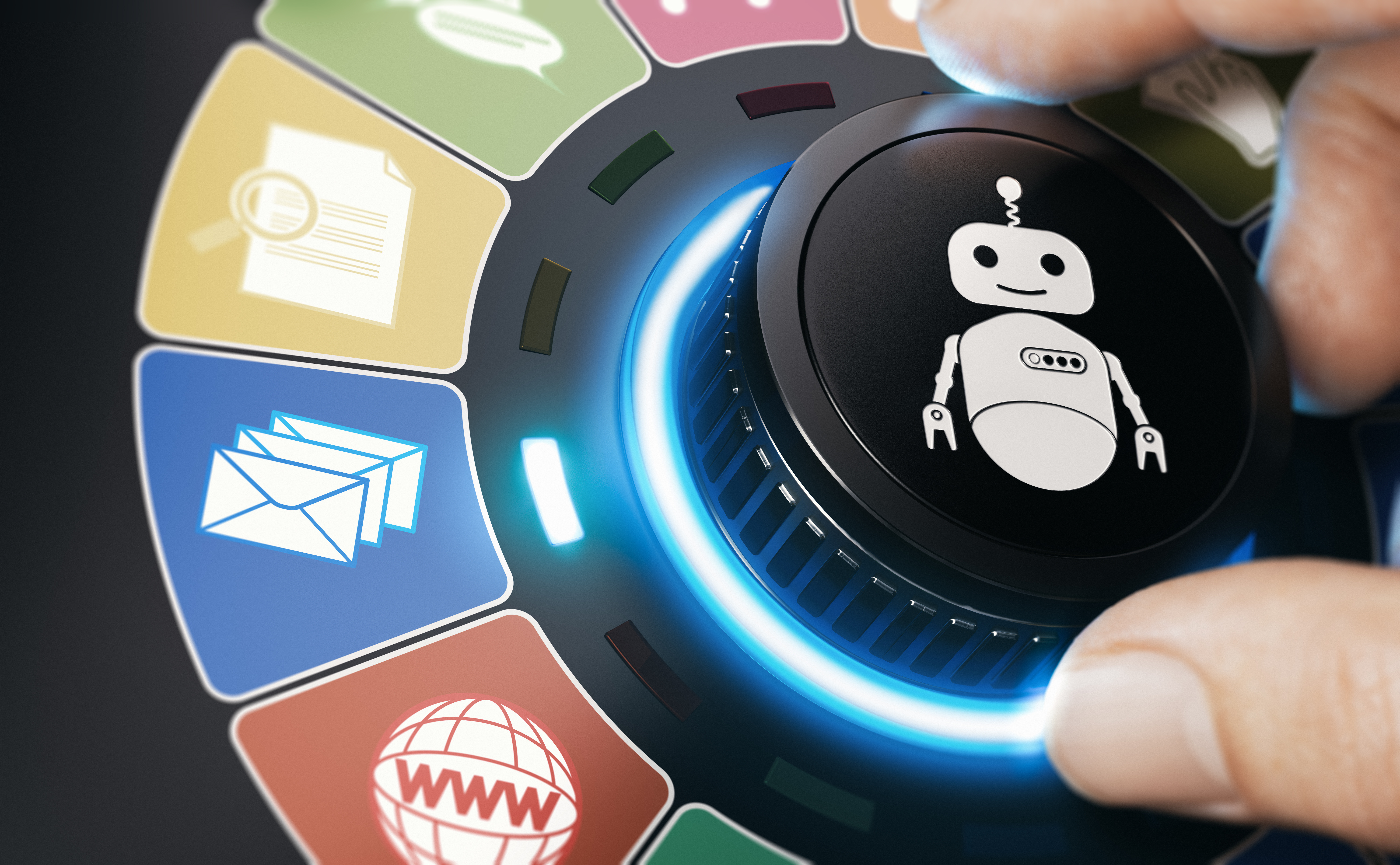 Internet Bot. RPA Robotic Process And Task Automation.