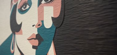 Nahaufnahme eines ihrer Werke Das Bild zeigt die Nahaufnahme eines ihrer Werke und die Einkerbungen auf der Leinwand.