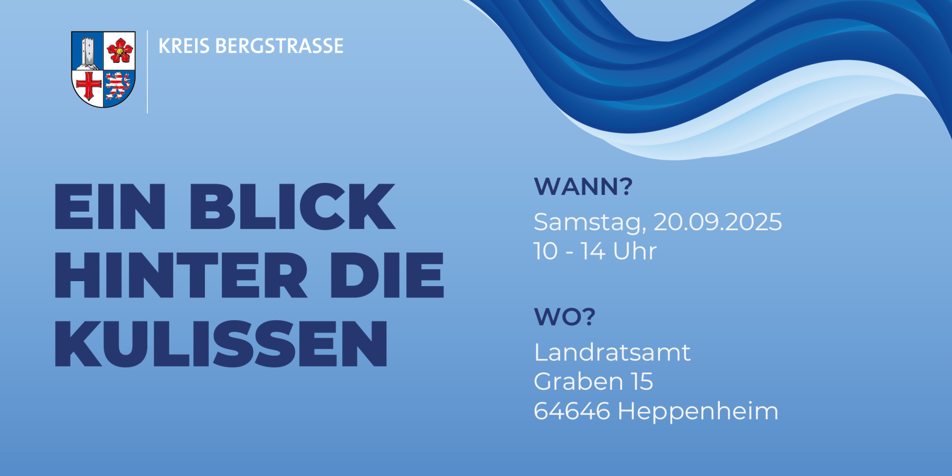 Die Grafik zeigt die wichtigsten Daten zur Veranstaltung am 20.09.2025, bei der ein Blick hinter die Kulissen der Kreisverwaltung geworfen werden kann.