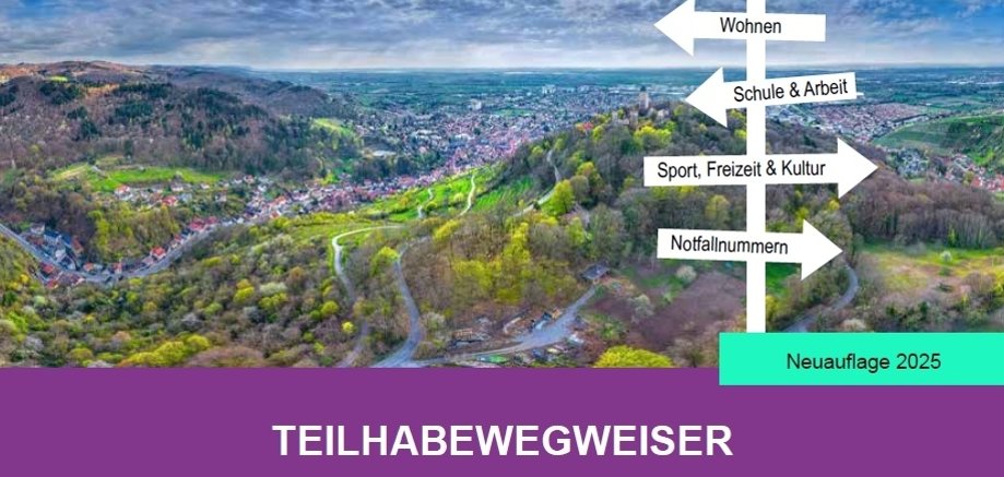 Teilhabewegweiser Das Cover des aktuellen Teilhabewegweisers 2025.