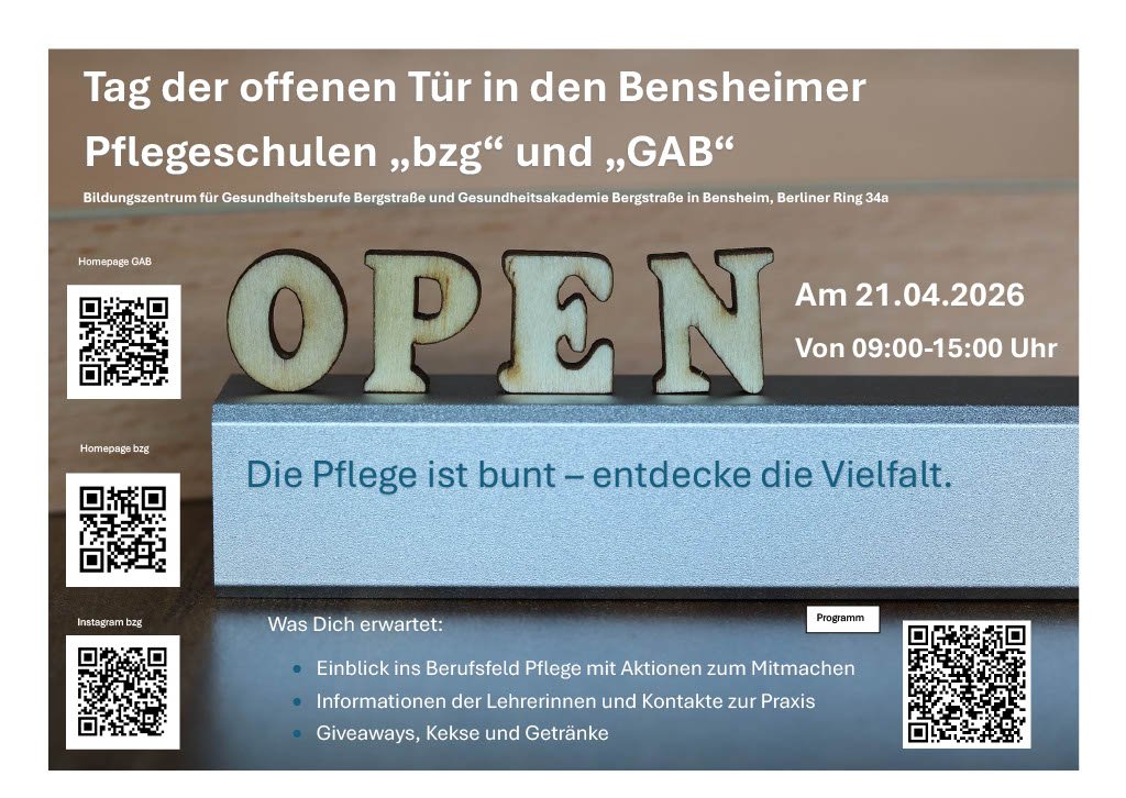 Plakat Tag der offenen Tür Pflegeschulen