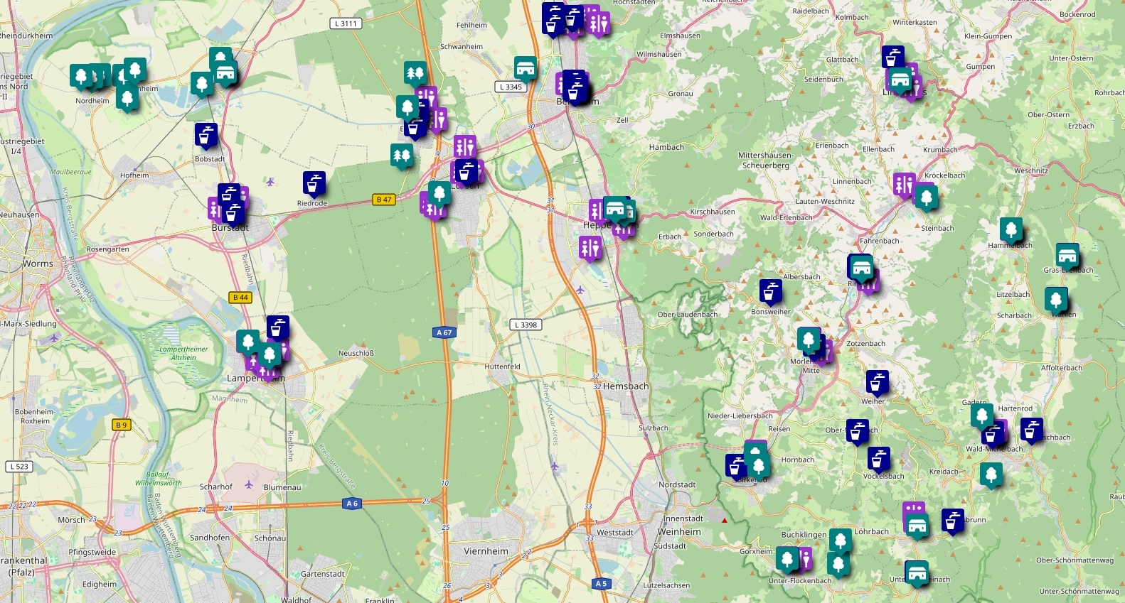 Ein Screenshot der Kühlen Karte.
