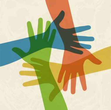 hands connecting Grafik Bunte Hände zusammen haltend