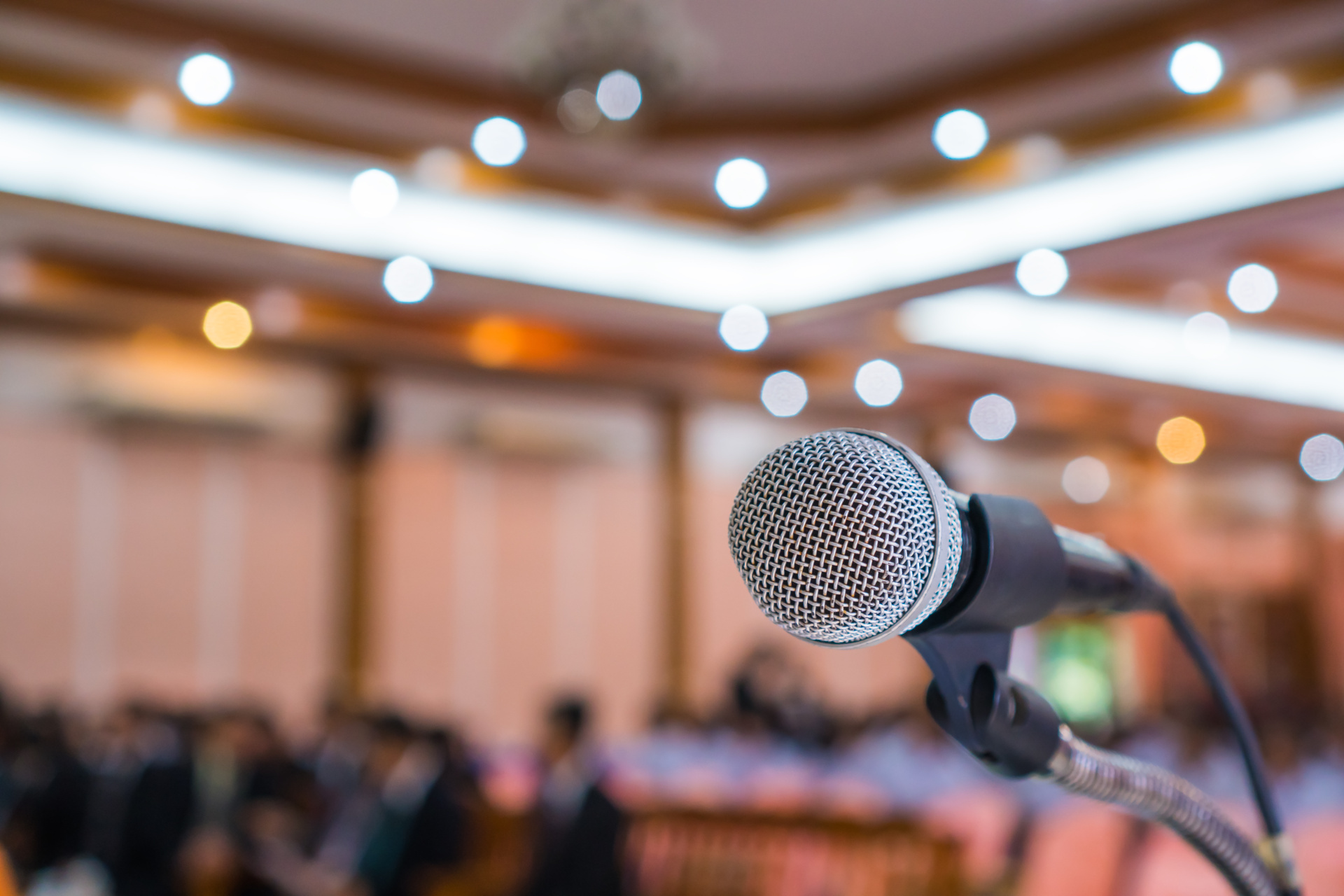 Microphone abstract prepare for speaker speech of conference or