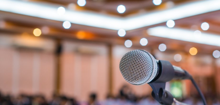 Microphone abstract prepare for speaker speech of conference or