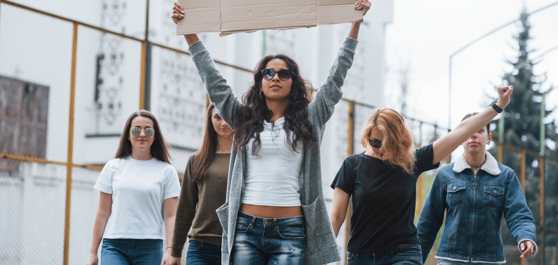 Somebody has to make move. Group of feminist women have protest for their rights outdoors