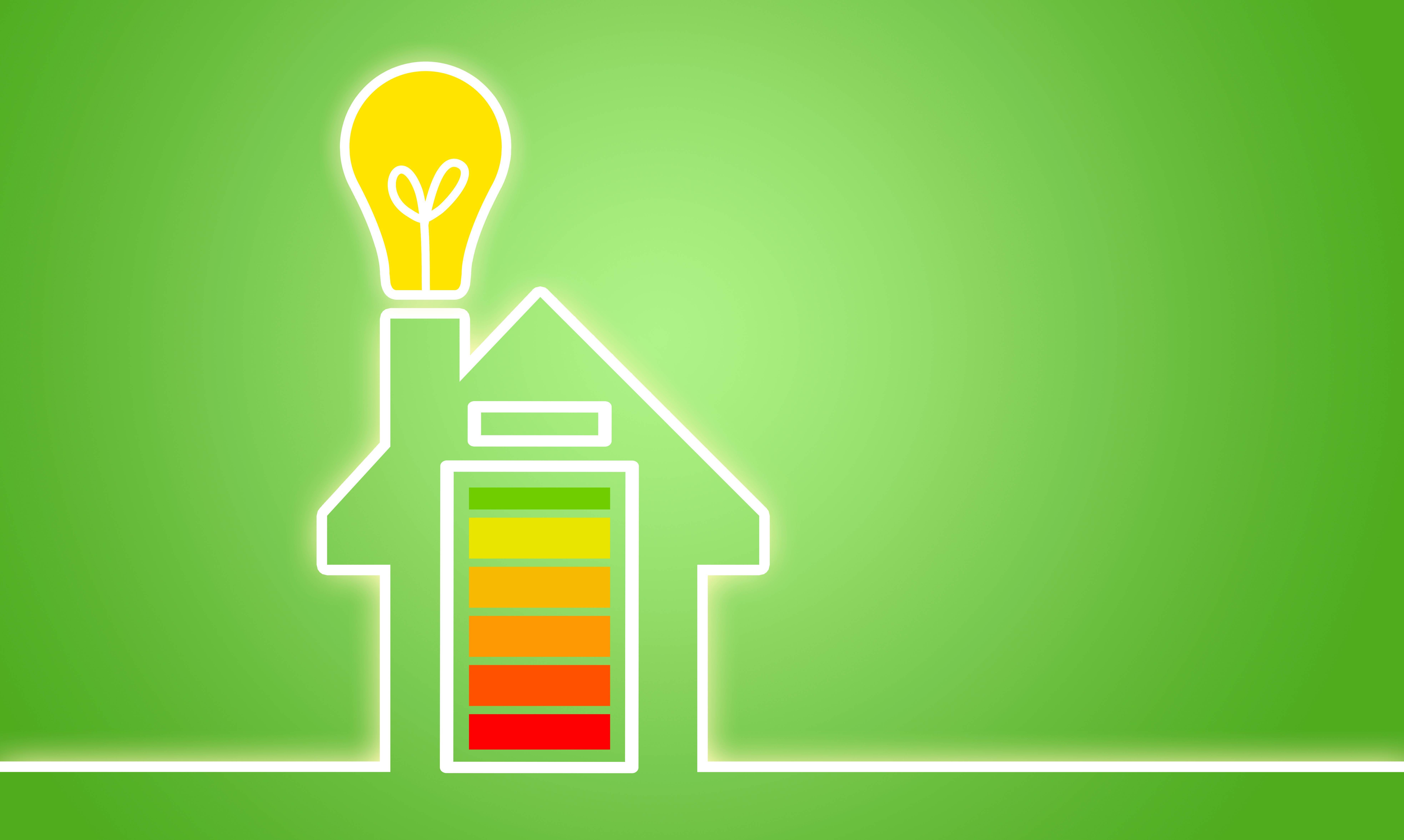 Haus Illustration Sonnenenegie mit Batteriespeicher, Akkuspeicher