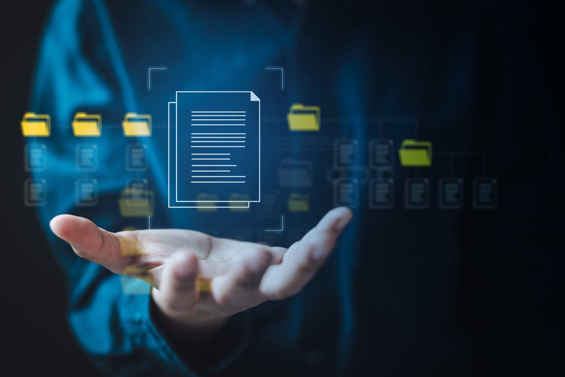 Data download and export concept showing personal document archive and file management. User privacy request, account data access, secure storage, and digital information management system.