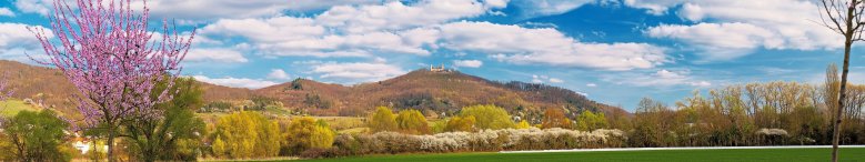 Bergstraße mit Schloss Auerbach im Frühling, Hessen