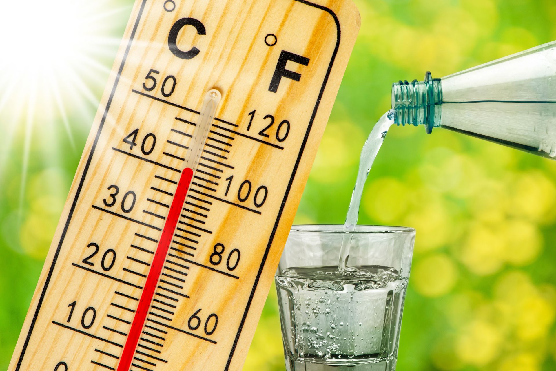 Heat in summer with high temperature and lack of water