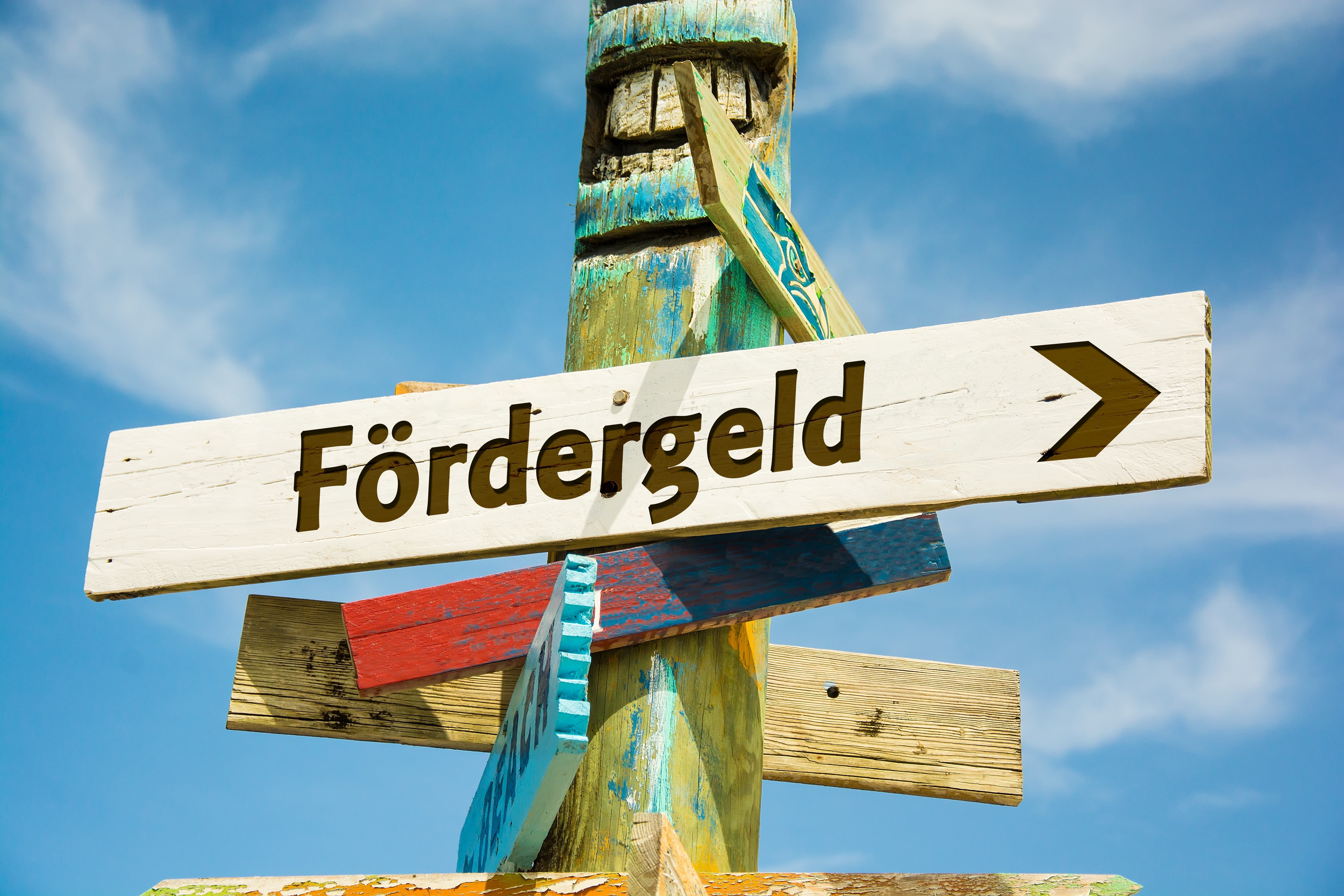 Holzschild Fördergeld