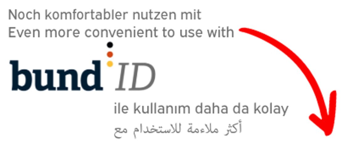 Mit einer BundID nutzt man viele Dienste noch komfortabler - der Anmeldebutton befindet sich rechts unterhalb des Headers