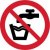 Ein Schild, das anzeigt, dass Wasser nicht trinkbar ist. Es zeigt einen schwarzen Wasserhahn sowie ein gefülltes Glas Wasser, beides ist rot durchgestrichen.